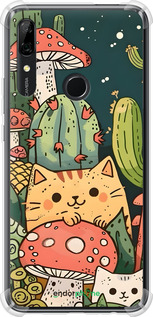 Силикон с усиленными углами чехол Коты грибы для Huawei Y9 Prime 2019 - 6321sp-1736 изображение 