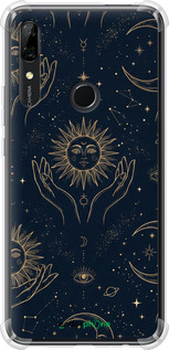 Силикон с усиленными углами чехол Celestial Harmony: Sun & Moon Gold Mystic Pattern для Huawei Y9 Prime 2019 - 6778sp-1736 изображение 