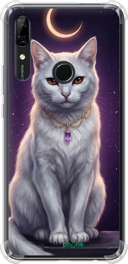 Силикон с усиленными углами чехол Mystic White Cat Gothic Dark Purple Gold для Huawei Y9 Prime 2019 - 6805sp-1736 изображение 