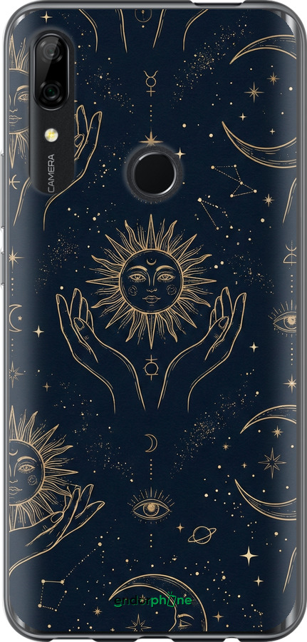 Силиконовый чехол Celestial Harmony: Sun & Moon Gold Mystic Pattern для Huawei Y9 Prime 2019 - 6778u-1736 изображение 