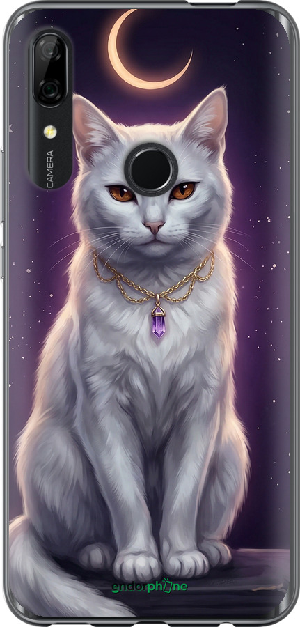 Силиконовый чехол Mystic White Cat Gothic Dark Purple Gold для Huawei Y9 Prime 2019 - 6805u-1736 изображение 