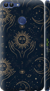 3D пластиковый матовый чехол Celestial Harmony: Sun & Moon Gold Mystic Pattern для Huawei P Smart - 6778m-1346 изображение 