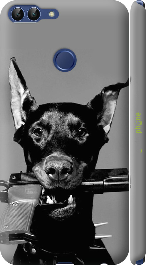 

3D-muovi matta cover "Dobermanni" for Huawei P Smart, Harmaa