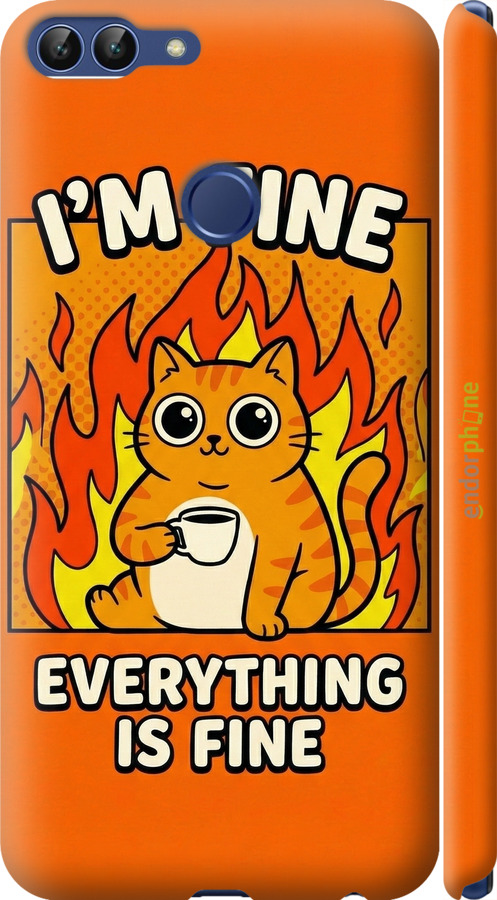 3D пластиковый матовый чехол Funny Cat для Huawei P Smart - 6786m-1346 изображение 