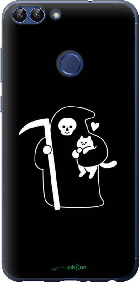 Силиконовый чехол Минималистичный арт: смерть и кошка для Huawei P Smart - 6529u-1346 изображение 