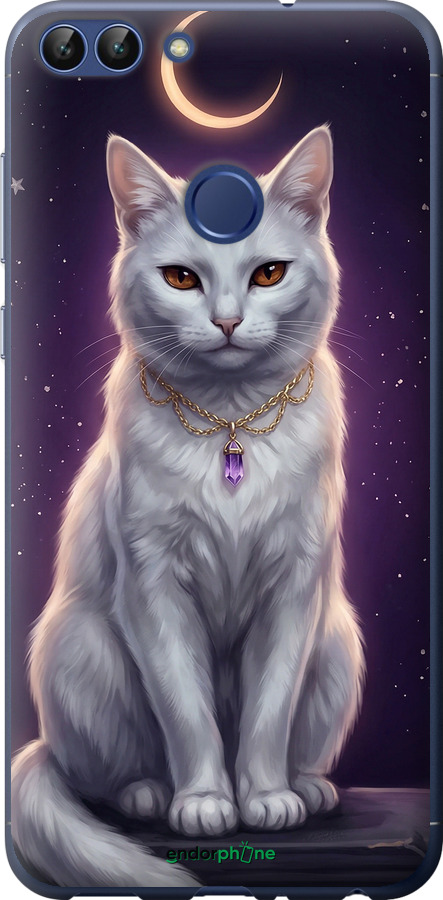 2D пластиковый чехол Mystic White Cat Gothic Dark Purple Gold для Huawei P Smart - 6805t-1346 изображение 