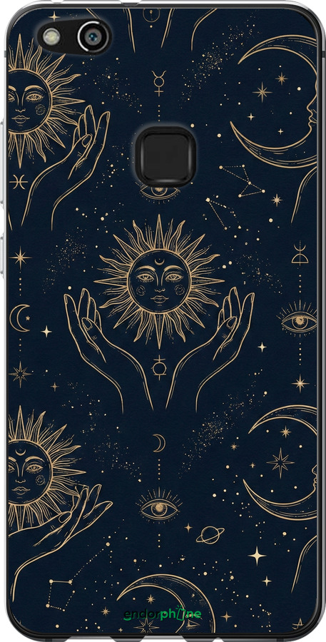 Силіконовий чехол Celestial Harmony: Sun & Moon Gold Mystic Pattern для Huawei P10 Lite - 6778u-896 изображение 