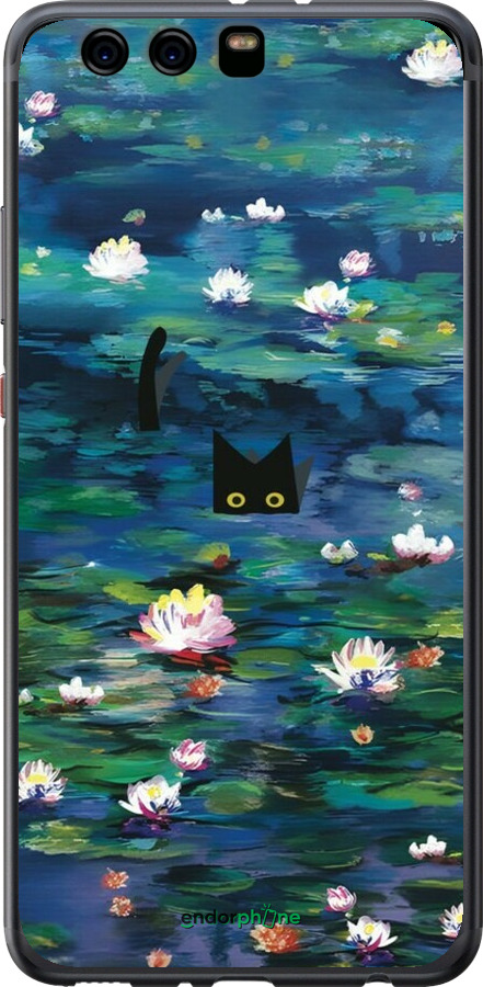 Силиконовый чехол Чехол с изображением водяных лилий Моне и кошек для Huawei P10 Plus - 6399u-963 изображение 