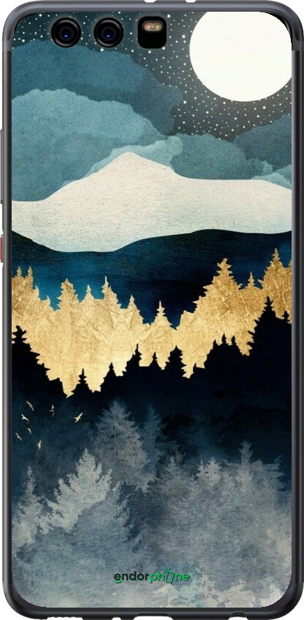 2D пластиковий чехол Нічний краєвид з лісом та горами для Huawei P10 Plus - 6493t-963 изображение 