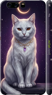 3D пластиковый матовый чехол Mystic White Cat Gothic Dark Purple Gold для Huawei P10 - 6805m-780 изображение 