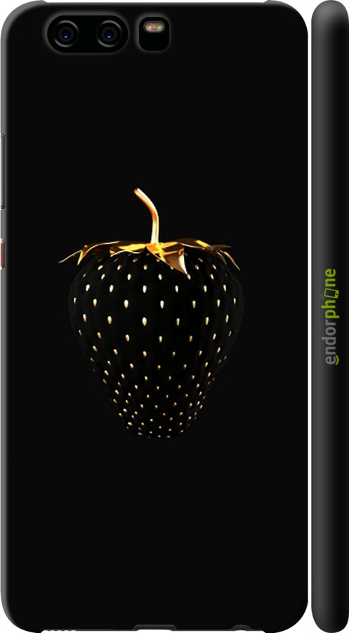 

3D пластиковий матовий чохол "Чорна полуниця" для Huawei P10, Чорний