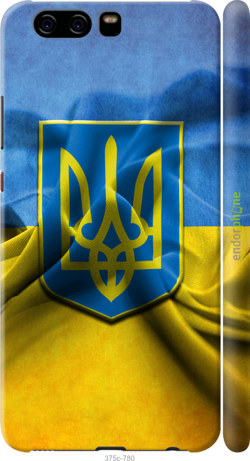 

3D пластиковий матовий чохол "Прапор та герб України" для Huawei P10, Блакитний