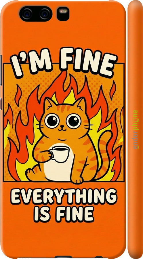 3D пластиковий матовий чехол Funny Cat для Huawei P10 - 6786m-780 изображение 