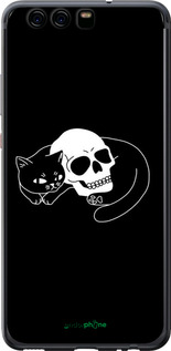2D пластиковий чехол Із зображенням кота та черепа для Huawei P10 - 6491t-780 изображение 