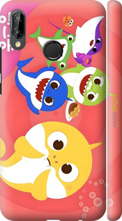 3D пластиковый матовый чехол Бейби Шаркс для Huawei P20 Lite - 6305m-1410 изображение 