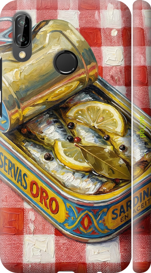 3D пластиковый матовый чехол Vintage Sardine Tin Phone для Huawei P20 Lite - 6772m-1410 изображение 