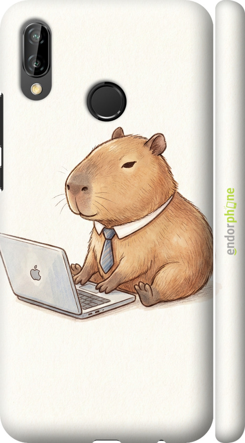 3D пластиковый матовый чехол Funny Capybara CEO Working для Huawei P20 Lite - 6777m-1410 изображение 