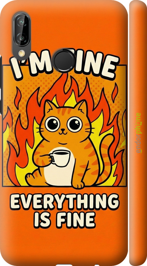 3D пластиковий матовий чехол Funny Cat для Huawei P20 Lite - 6786m-1410 изображение 