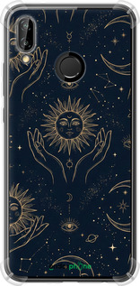 Силіконовий протиударний с посиленими кутами чехол Celestial Harmony: Sun & Moon Gold Mystic Pattern для Huawei P20 Lite - 6778sp-1410 изображение 