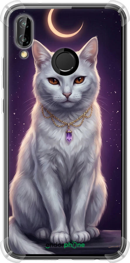 Силіконовий протиударний с посиленими кутами чехол Mystic White Cat Gothic Dark Purple Gold для Huawei P20 Lite - 6805sp-1410 изображение 