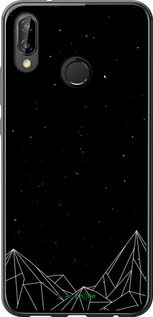 Силиконовый чехол Черно белые абстрактные горы для Huawei P20 Lite - 6437u-1410 изображение 
