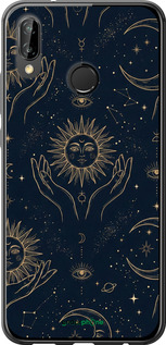 Силиконовый чехол Celestial Harmony: Sun & Moon Gold Mystic Pattern для Huawei P20 Lite - 6778u-1410 изображение 