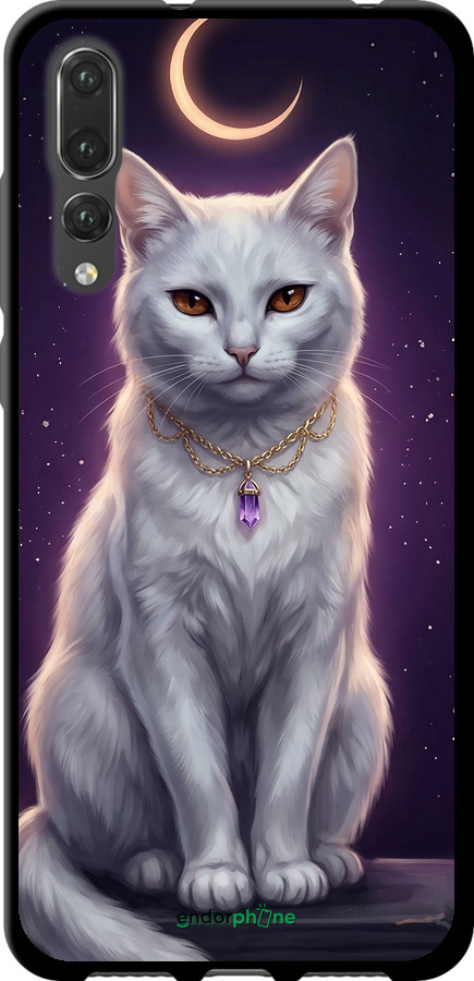 TPU чехол Mystic White Cat Gothic Dark Purple Gold для Huawei P20 Pro - 6805b-1470 изображение 