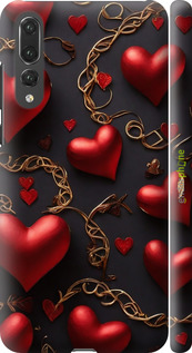 3D пластиковый матовый чехол Сердечки для Huawei P20 Pro - 5831m-1470 изображение 