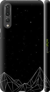 3D пластиковый матовый чехол Черно белые абстрактные горы для Huawei P20 Pro - 6437m-1470 изображение 