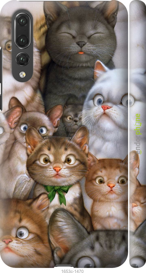 

3D пластиковий матовий чохол "Коти" для Huawei P20 Pro