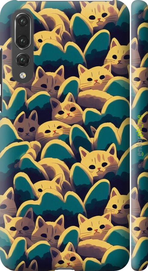 3D пластиковий матовий чехол Із зображенням котиків для Huawei P20 Pro - 6429m-1470 изображение 