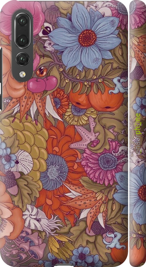 3D пластиковый матовый чехол Абстрактные цветы для Huawei P20 Pro - 6526m-1470 изображение 