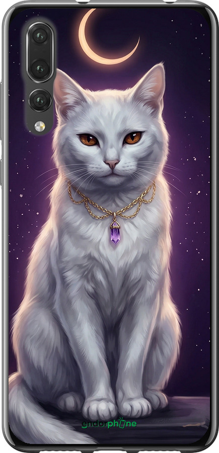 2D пластиковый чехол Mystic White Cat Gothic Dark Purple Gold для Huawei P20 Pro - 6805t-1470 изображение 