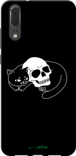 TPU чехол С изображением кота и черепа для Huawei P20 - 6491b-1396 изображение 
