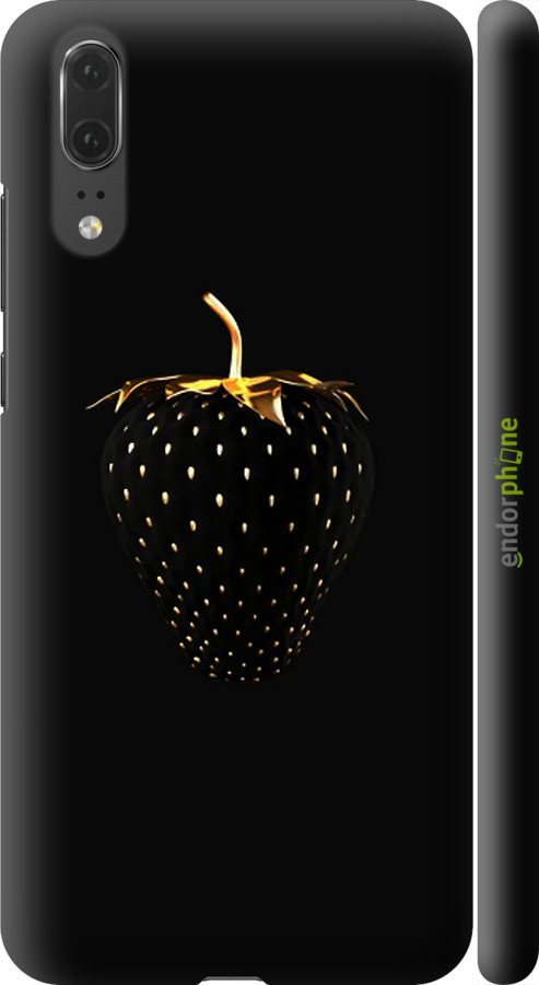 

3D пластиковий матовий чохол "Чорна полуниця" для Huawei P20, Чорний