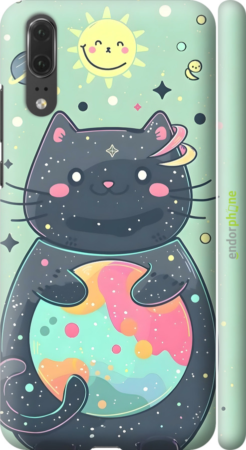 3D пластиковый матовый чехол Милый котик для Huawei P20 - 6364m-1396 изображение 