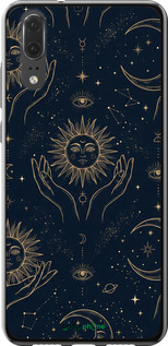 2D пластиковый чехол 'Celestial Harmony: Sun & Moon Gold Mystic Pattern' для Huawei P20 изображение 10