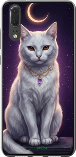2D пластиковый чехол Mystic White Cat Gothic Dark Purple Gold для Huawei P20 - 6805t-1396 изображение 