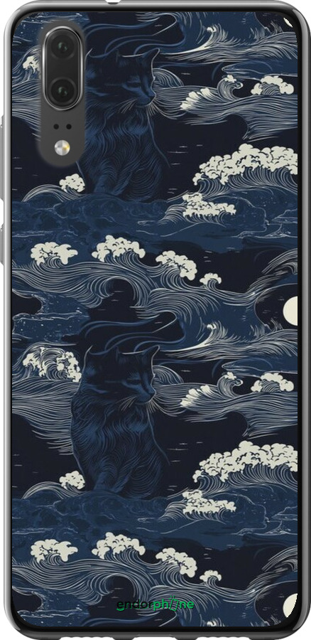 2D пластиковий чехол Морська тематика у стилі арт-деко для Huawei P20 - 6520t-1396 изображение 