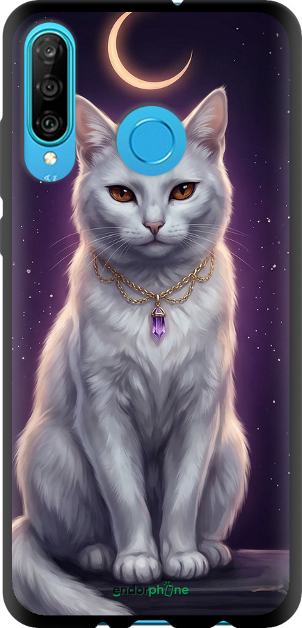 TPU чехол Mystic White Cat Gothic Dark Purple Gold для Huawei P30 Lite - 6805b-1651 изображение 