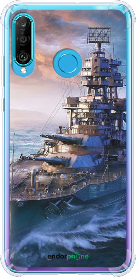 Силикон с усиленными углами чехол Военный корабль, world of tanks, wargaming для Huawei P30 Lite - 6461sp-1651 изображение 