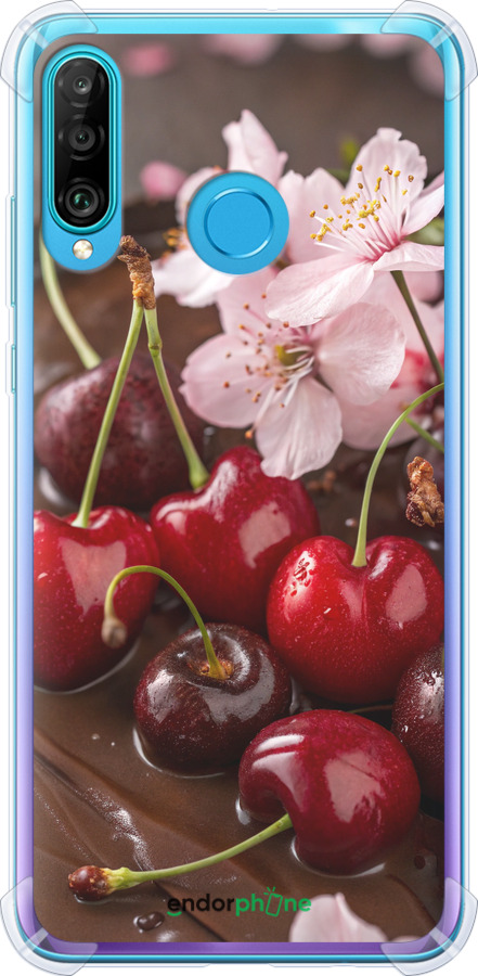 Силикон с усиленными углами чехол Вишня в шоколаде для Huawei P30 Lite - 6698sp-1651 изображение 