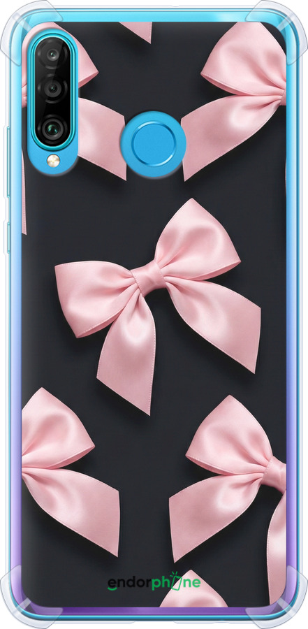 Силіконовий протиударний с посиленими кутами чехол Coquette Ribbons Dark Coquette для Huawei P30 Lite - 6767sp-1651 изображение 