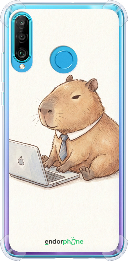 Силикон с усиленными углами чехол Funny Capybara CEO Working для Huawei P30 Lite - 6777sp-1651 изображение 