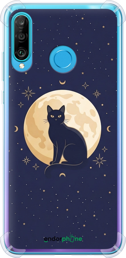 Силикон с усиленными углами чехол Cute Cat Celestial/Witchy для Huawei P30 Lite - 6787sp-1651 изображение 