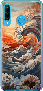 Силиконовый чехол Арт волны для Huawei P30 Lite - 6324u-1651 изображение 