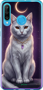 2D пластиковый чехол Mystic White Cat Gothic Dark Purple Gold для Huawei P30 Lite - 6805t-1651 изображение 