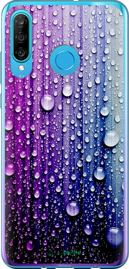 

2D пластиковий чохол "Краплини води" для Huawei P30 Lite, Синій