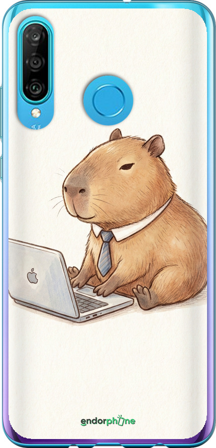 2D пластиковий чехол Funny Capybara CEO Working для Huawei P30 Lite - 6777t-1651 изображение 