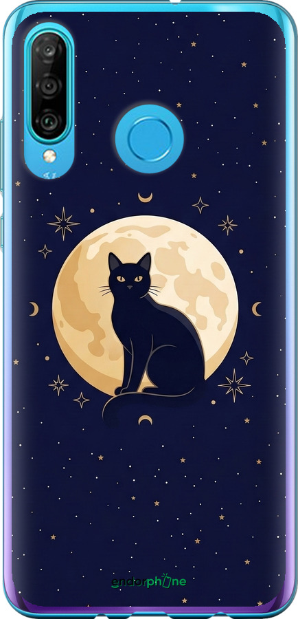 Силиконовый чехол Cute Cat Celestial/Witchy для Huawei P30 Lite - 6787u-1651 изображение 